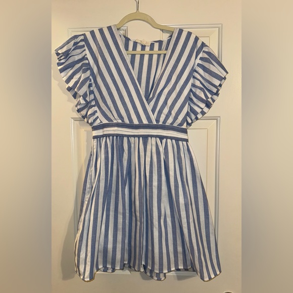 entro Dresses & Skirts - Entro Blue and White Striped Mini Dress